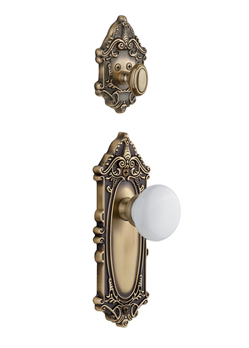 Grandeur Grande Victorian Handleset with Hyde Park Knob - (Interior Half Only, with Deadbolt)