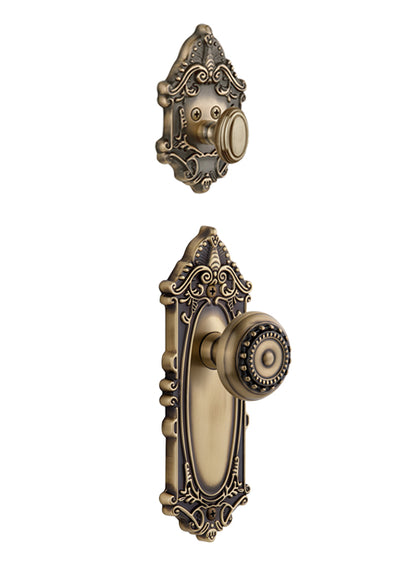 Grandeur Grande Victorian Handleset with Parthenon Knob - (Interior Half Only, with Deadbolt)