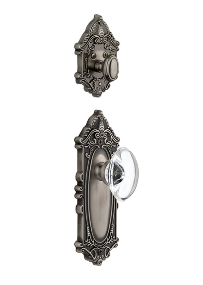 Grandeur Grande Victorian Handleset with Provence Knob - Interior Half Only Antique Pewter