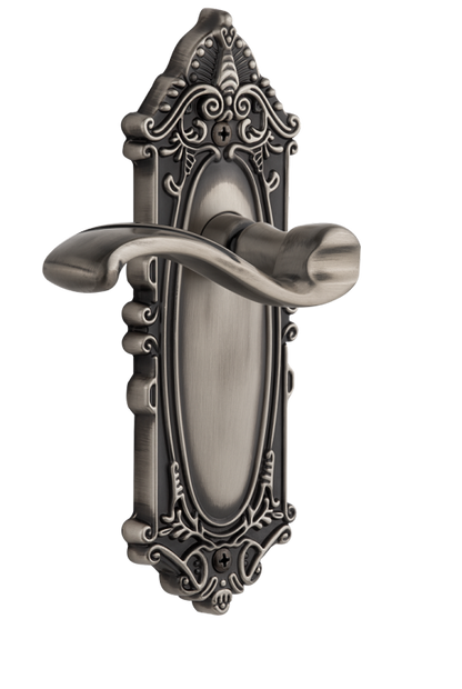 Grandeur Grande Victorian Plate with Portofino Lever in Antique Pewter