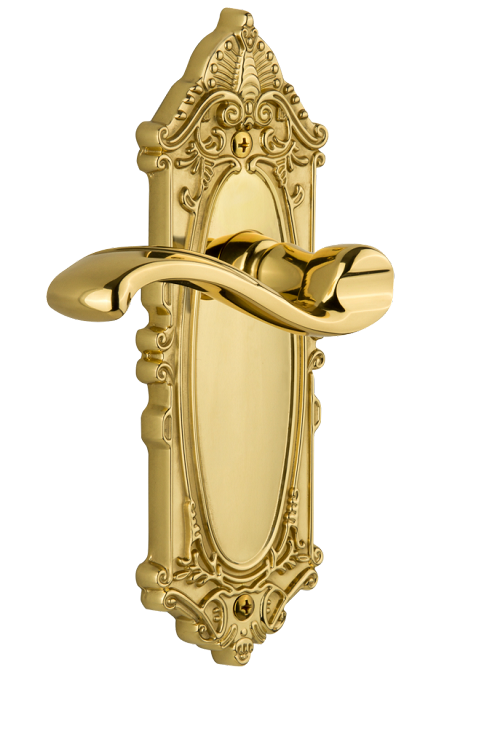 Grandeur Grande Victorian Plate with Portofino Lever in Polished Brass/Lifetime Brass