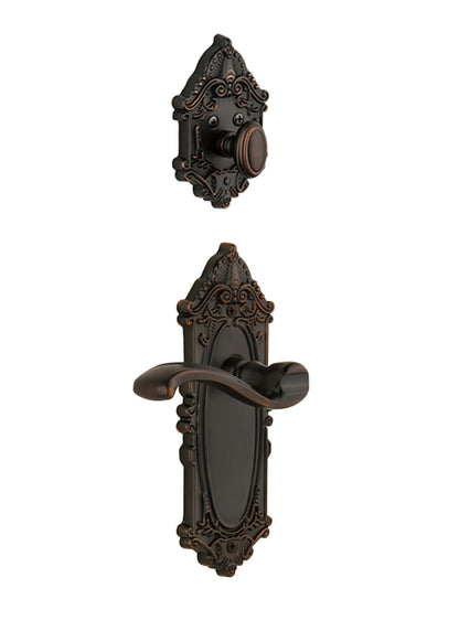 Grandeur Grande Victorian Handleset with Portofino Lever - (Interior Half Only, with Deadbolt)