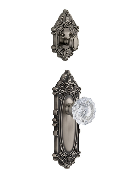 Grandeur Grande Victorian Handleset with Versailles Knob - (Interior Half Only, with Deadbolt)