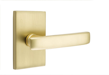 Emtek Geneva Lever Satin Brass-Modern Rectangular Rosette