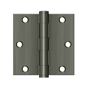 Deltana 3 1/2 x 3 1/2 Inch  Door Hinge - Antique Nickel