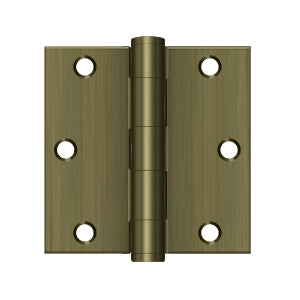 Deltana 3 1/2 x 3 1/2 Inch  Door Hinge - Antique Brass