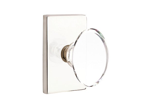 Emtek Hampton Door Knob with Modern Rectangular Rosette