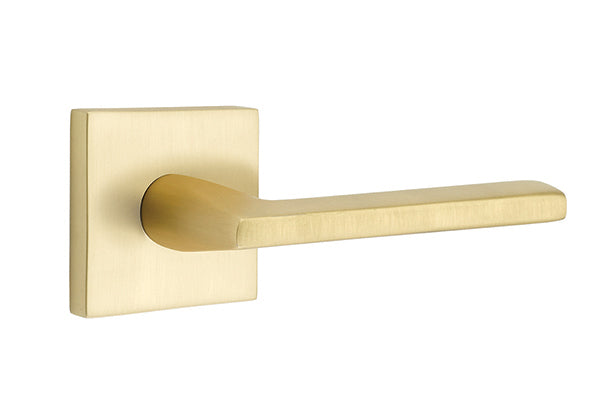 Emtek Brass Helios Lever Satin Brass-Square Rosette