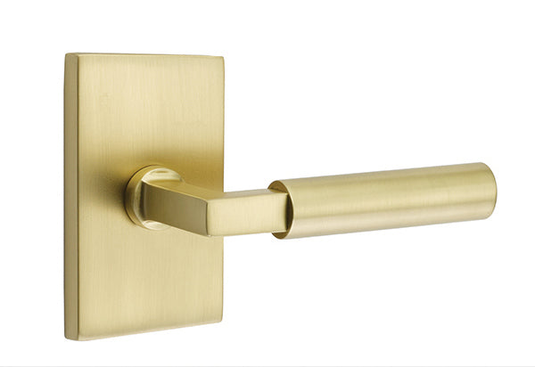Emtek Brass Hercules Lever Satin Brass-Modern Rectangular Rosette 