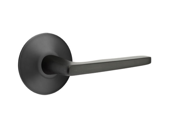 Emtek Brass Hermes Lever Flat Black-Modern Rosette