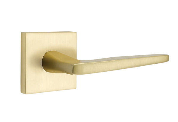 Emtek Brass Hermes Lever Satin Brass-Square Rosette