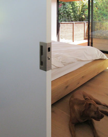 CL400C Keyed Pocket Door Lock In Use