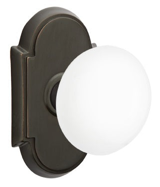 Emtek Ice White Knob With Rosette Oil Rubbed Bronze