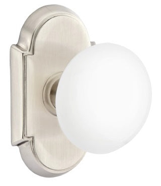 Emtek Ice White Knob With Rosette Polished Nickel 