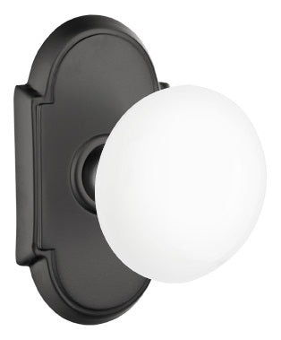 Emtek Ice White Knob With Rosette Flat Black