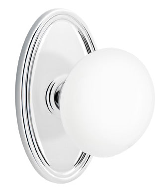 Emtek Ice White Knob with Oval Rosette
