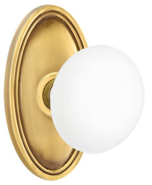 Emtek Ice White Knob With Oval Rosette French Antique