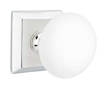 Emtek Ice White Knob With Quincy Rosette
