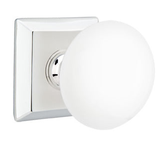 Emtek Ice White Knob with Quincy Rosette