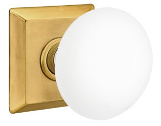 Emtek Ice White Knob With Quincy Rosette French Antique