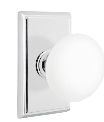 Emtek Ice White Knob With Rectangular Rosette
