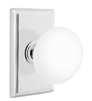 Emtek Ice White Knob with Rectangular Rosette
