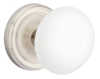Emtek White Knob With Regular Rosette Polished Nickel