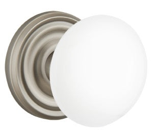 Emtek White Knob With Regular Rosette Satin Nickel