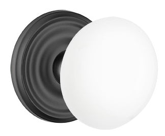 Emtek White Knob With Regular Rosette Flat Black