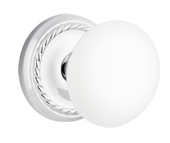 Emtek Ice White Knob With Rope Rosette