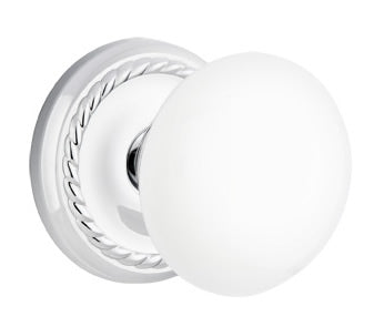 Emtek Ice White Knob with Rope Rosette