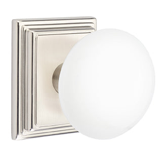 Emtek Ice White Knob with Wilshire Rosette