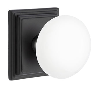 Emtek Ice White Knob with Wilshire Rosette