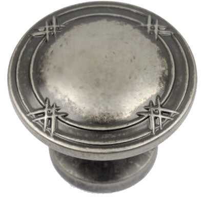 Dynasty Ribbon And Reed Cabinet Knob In Antique Nickel/Pewter