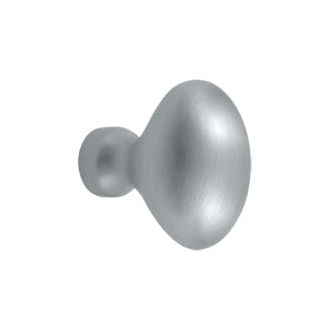 Deltana Solid Brass Oval/Egg Shaped Knob - Brushed Chrome