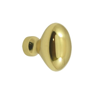 Deltana Solid Brass Oval/Egg Shaped Knob - Polished Brass