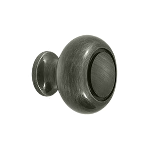 Deltana Solid Brass Round Groove Knob - Antique Nickel