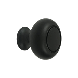 Deltana Solid Brass Round Groove Knob - Flat Black