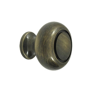 Deltana Solid Brass Round Groove Knob - Antique Brass