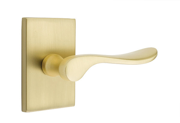 Emtek Luzern Lever Satin Brass-Modern Rectangular Rosette