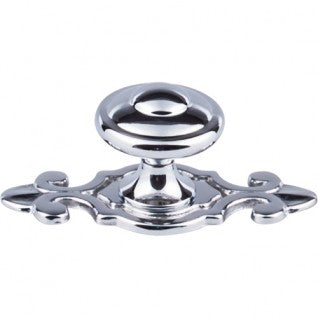 Top Knobs Britannia Canterbury Knob with Backplate in Polished Chrome