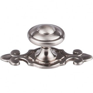 Top Knobs Britannia Canterbury Knob with Backplate in Brushed Satin Nickel