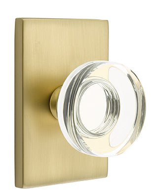 Emtek Disc Crystal Knob with Modern Rectangular Rosette