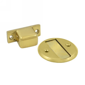 Deltana Solid Brass 2 1/2 inch Radius Magnetic Door Holder Flush - Polished Brass