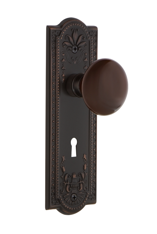 Nostalgic Warehouse Meadows Plate with Brown Porcelain Knob - Mortise Lock