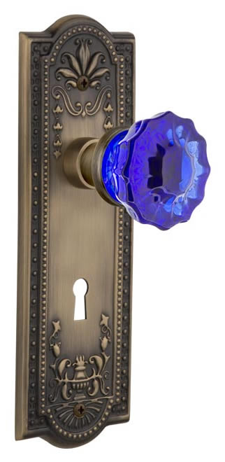 Nostalgic Warehouse Meadows Plate with Cobalt Crystal Knob