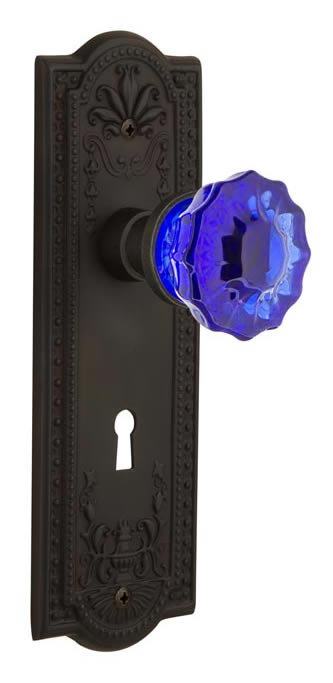 Nostalgic Warehouse Meadows Plate with Cobalt Crystal Knob