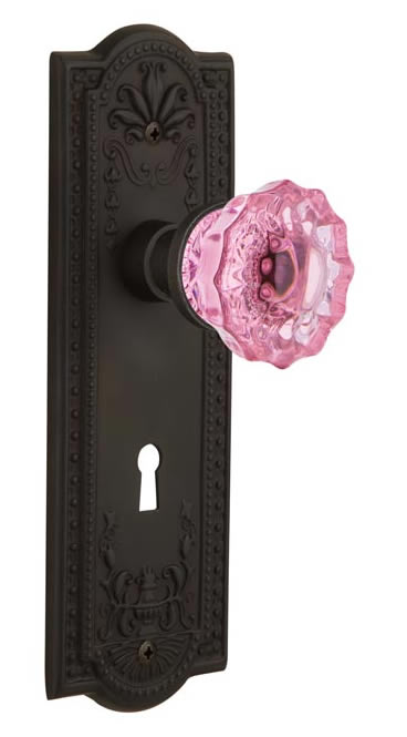 Nostalgic Warehouse Meadows Plate with Pink Crystal Knob