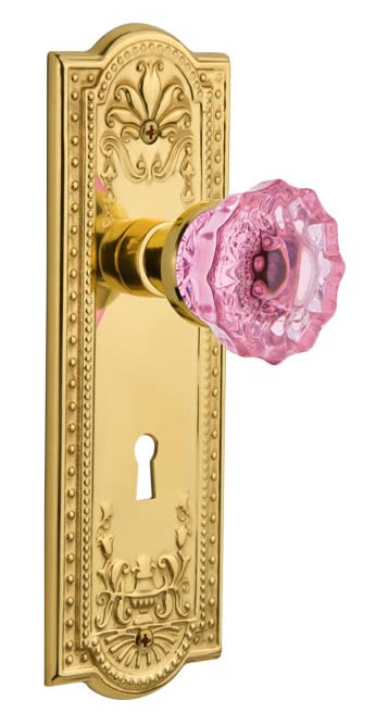 Nostalgic Warehouse Meadows Plate with Pink Crystal Knob