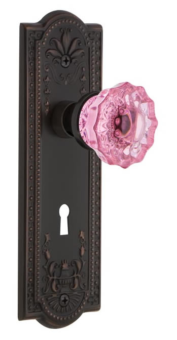 Nostalgic Warehouse Meadows Plate with Pink Crystal Knob